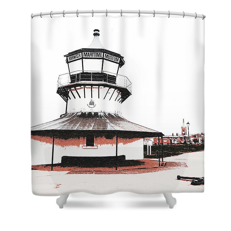 Richard Reeve Shower Curtain featuring the photograph Harwich - Low Lighthouse by Richard Reeve