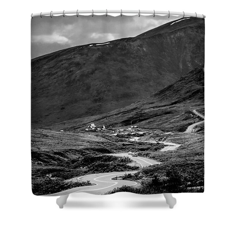 Alaska Shower Curtain featuring the photograph Hatcher's Pass in Black and White by Andrew Matwijec