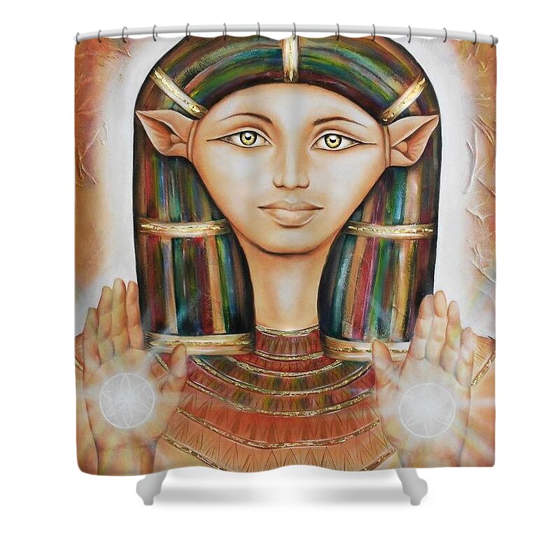 Hathor Shower Curtain featuring the painting Hathor Rendition by Robyn Chance