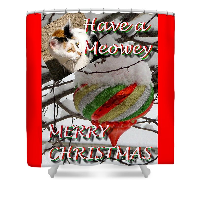 Merry Christmas Shower Curtain featuring the photograph Have a Meowey Merry Christmas by Phyllis Kaltenbach