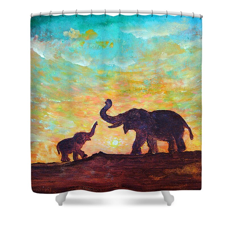 Elephants Shower Curtain featuring the painting Have Courage by Ashleigh Dyan Bayer