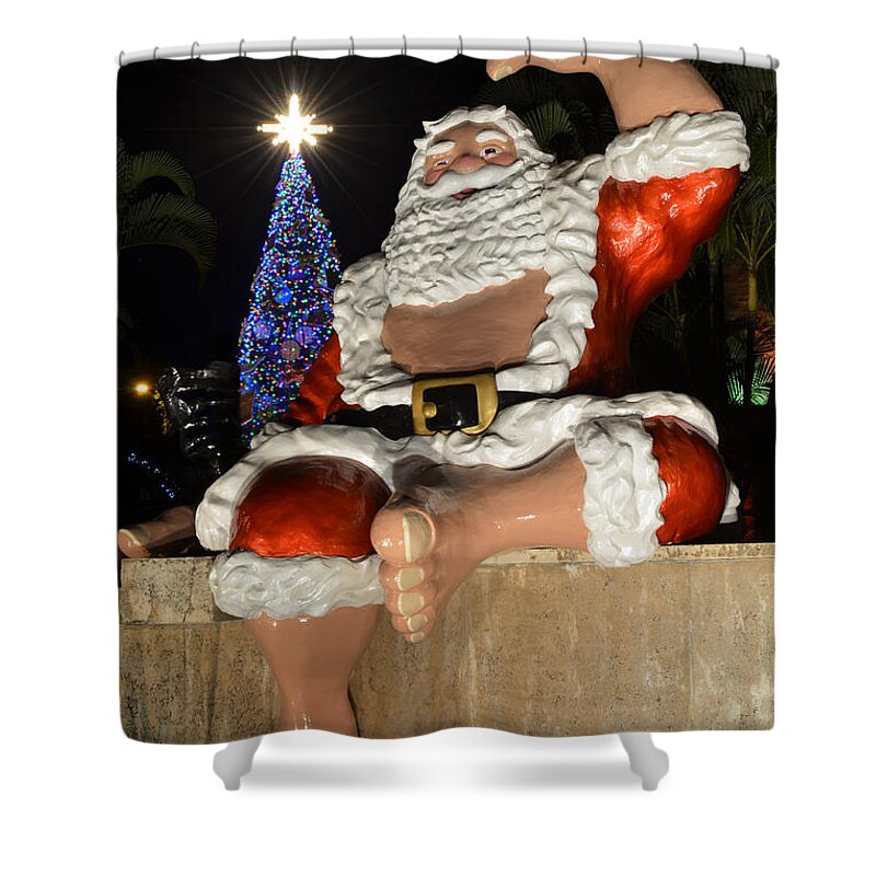 Mele Kalikimaka Merry Christmas Shower Curtain featuring the photograph Hawaiian Santa by Aloha Art
