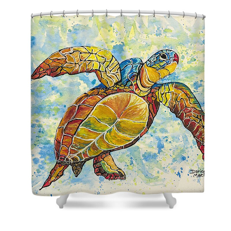 Animal Shower Curtain featuring the painting Hawaiian Sea Turtle 2 by Darice Machel McGuire