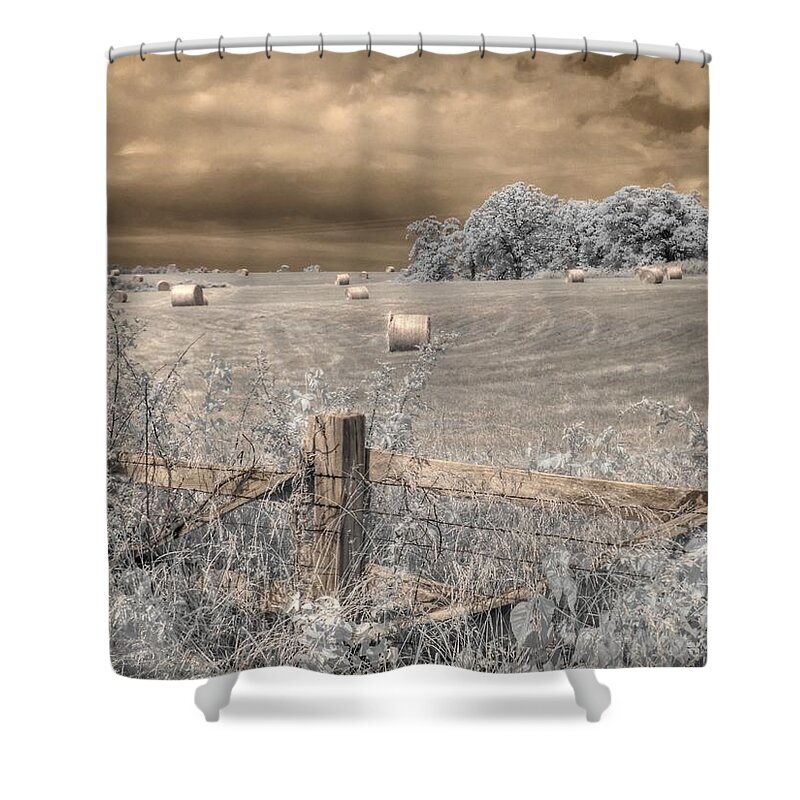 Hay Shower Curtain featuring the photograph Hay Stacks by Jane Linders
