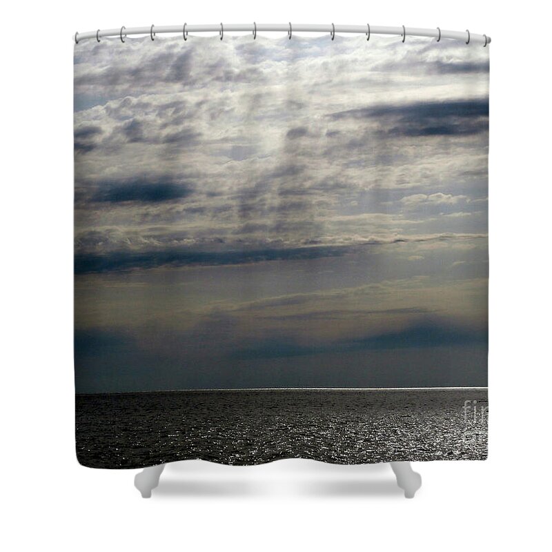 Hdr Shower Curtain featuring the mixed media HDR Storm Over The Water by Joseph Baril