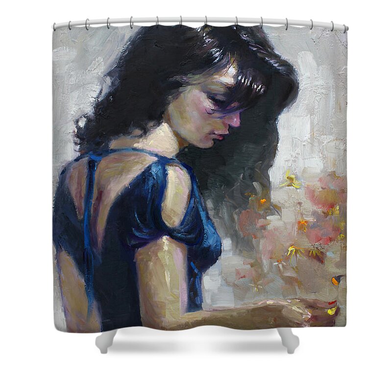 Love Shower Curtain featuring the painting He Loves Me by Ylli Haruni
