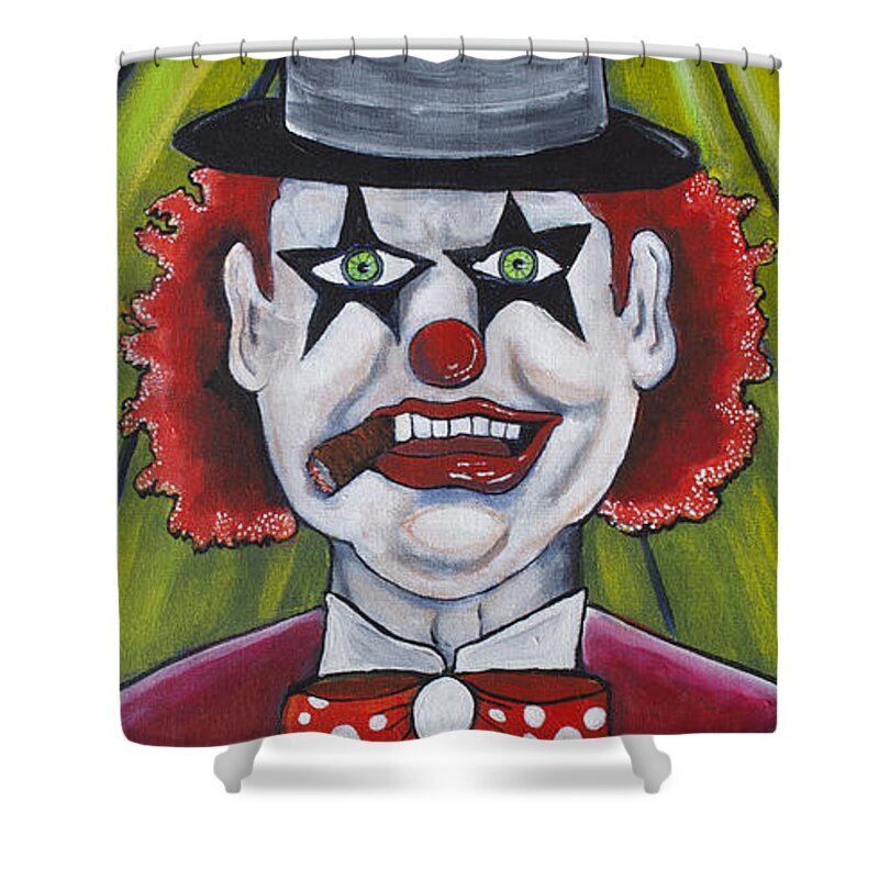 Clowns Shower Curtain featuring the painting Head Clown by Patricia Arroyo