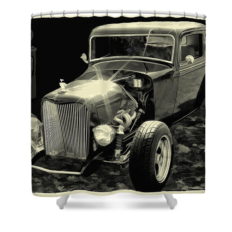 Little Deuce Coupe Shower Curtain featuring the digital art Heading to Paradise Road by Gary Baird