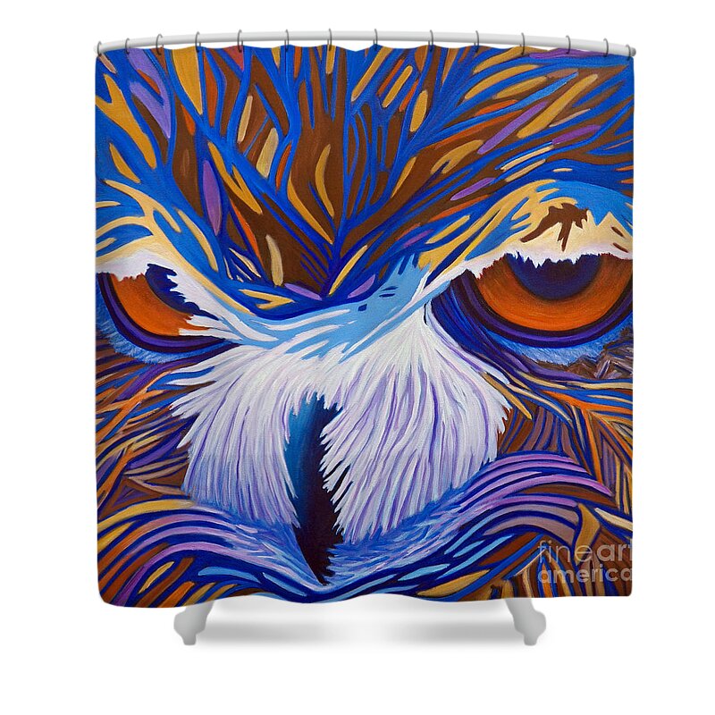 Owl Shower Curtain featuring the painting Healing Solitude by Brian Commerford