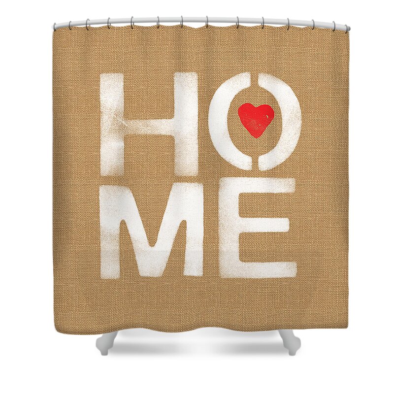 Home Shower Curtain featuring the painting Heart and Home by Linda Woods