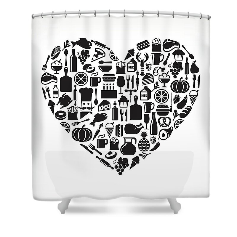 Chicken Meat Shower Curtain featuring the digital art Heart Food & Drink Royalty Free Vector by Bubaone