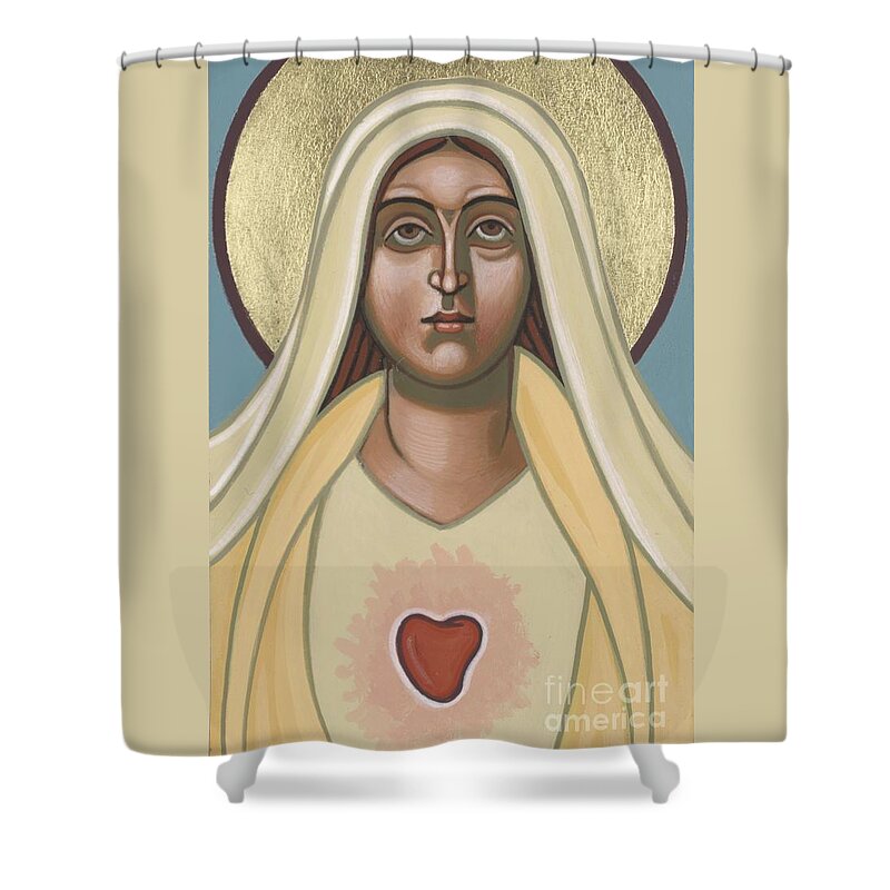 Mother Of God Shower Curtain featuring the painting Heart of the Mother 252 by William Hart McNichols