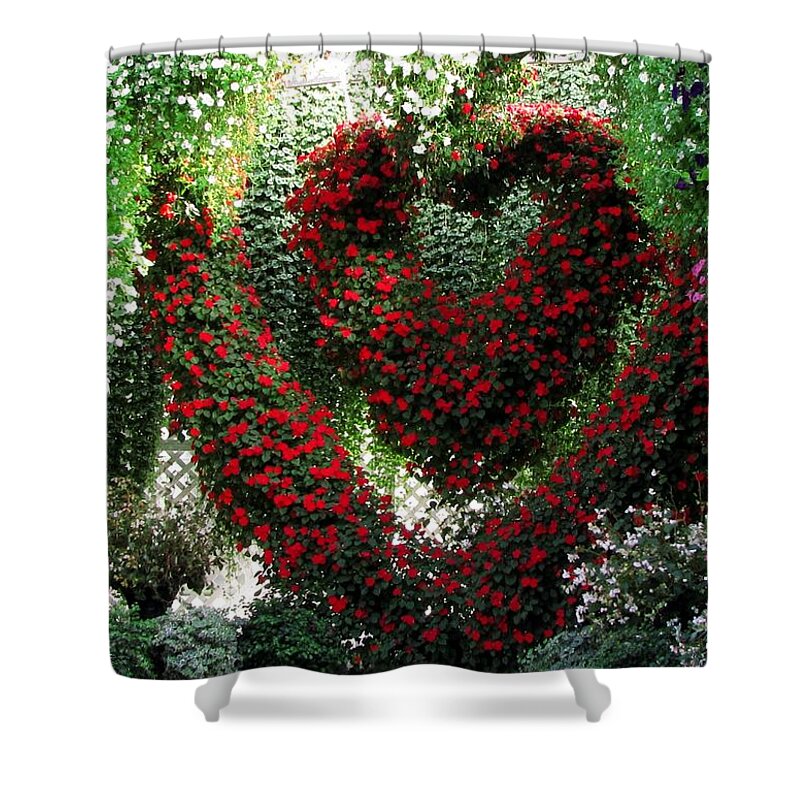 Heart Shower Curtain featuring the photograph Hearts and Flowers by Jennifer Wheatley Wolf