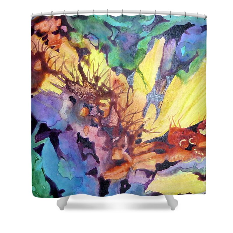 Rainbow Colors Shower Curtain featuring the painting Heat Wave by Joan Clear