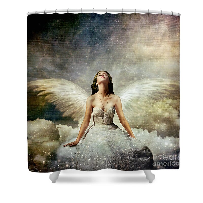 Angel Shower Curtain featuring the digital art Heavenly by Linda Lees