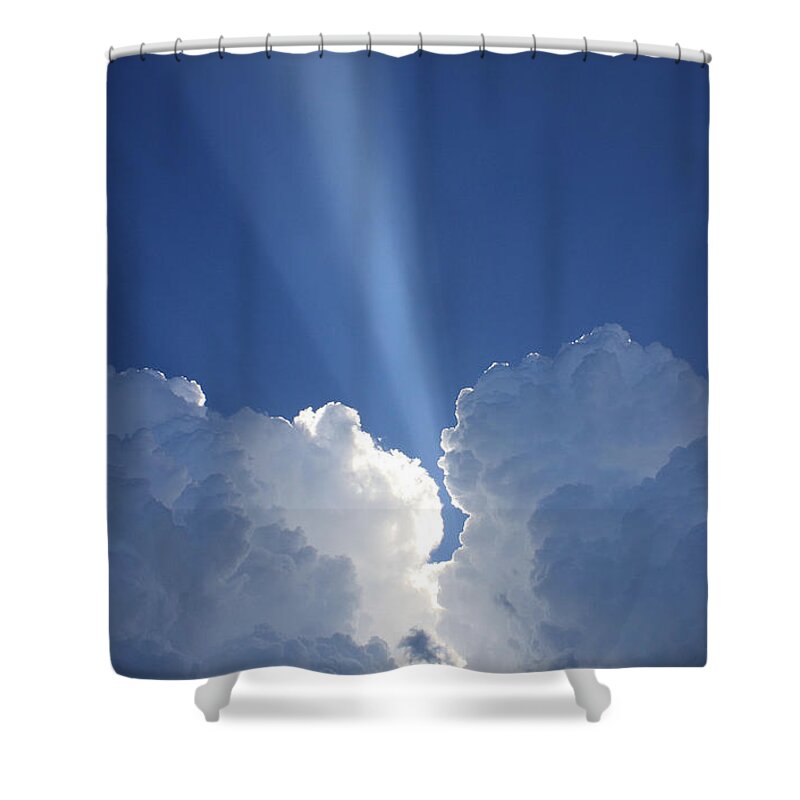 Clouds Shower Curtain featuring the photograph Heaven's Spotlight by Rachel Bochnia