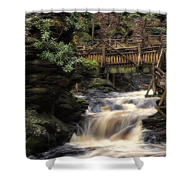 Landscape Shower Curtain featuring the photograph Heavy Flow by Rob Dietrich