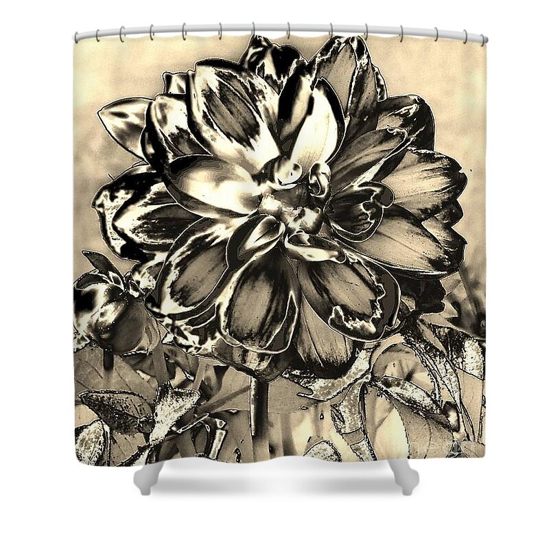 Flower Shower Curtain featuring the digital art Heavy Metal by Dani McEvoy