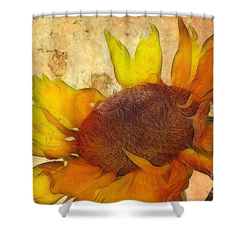 Sunflower Painting Shower Curtain featuring the digital art Helianthus by John Edwards
