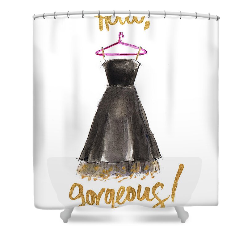 Hello Shower Curtain featuring the digital art Hello Gorgeous Dress by Lanie Loreth