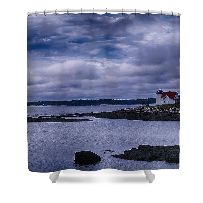 Augustin-jean Fresnel Shower Curtain featuring the photograph Hendricks Head Light by Jeff Folger