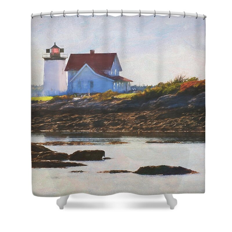 Lighthouse Shower Curtain featuring the photograph Hendricks Head Lighthouse - Maine by Jean-Pierre Ducondi