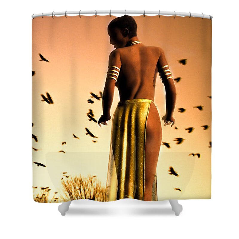 Landscape Shower Curtain featuring the photograph Her Morning Walk by Bob Orsillo