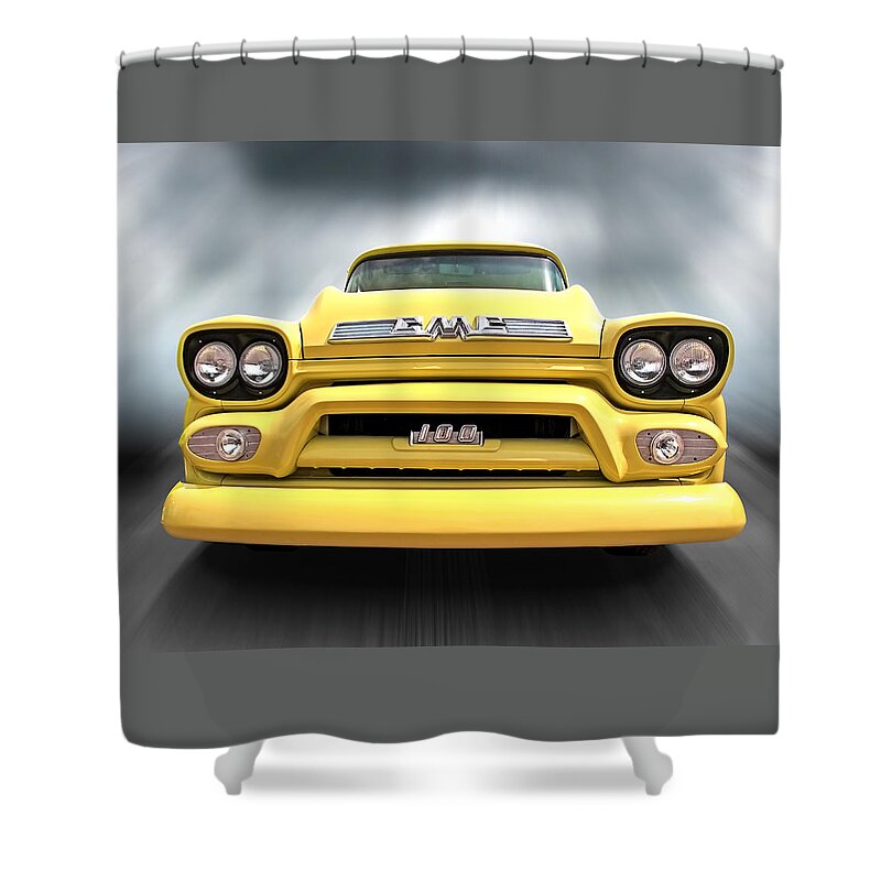 Gmc Truck Shower Curtain featuring the photograph Here Comes The Sun - GMC 100 Pickup 1958 by Gill Billington
