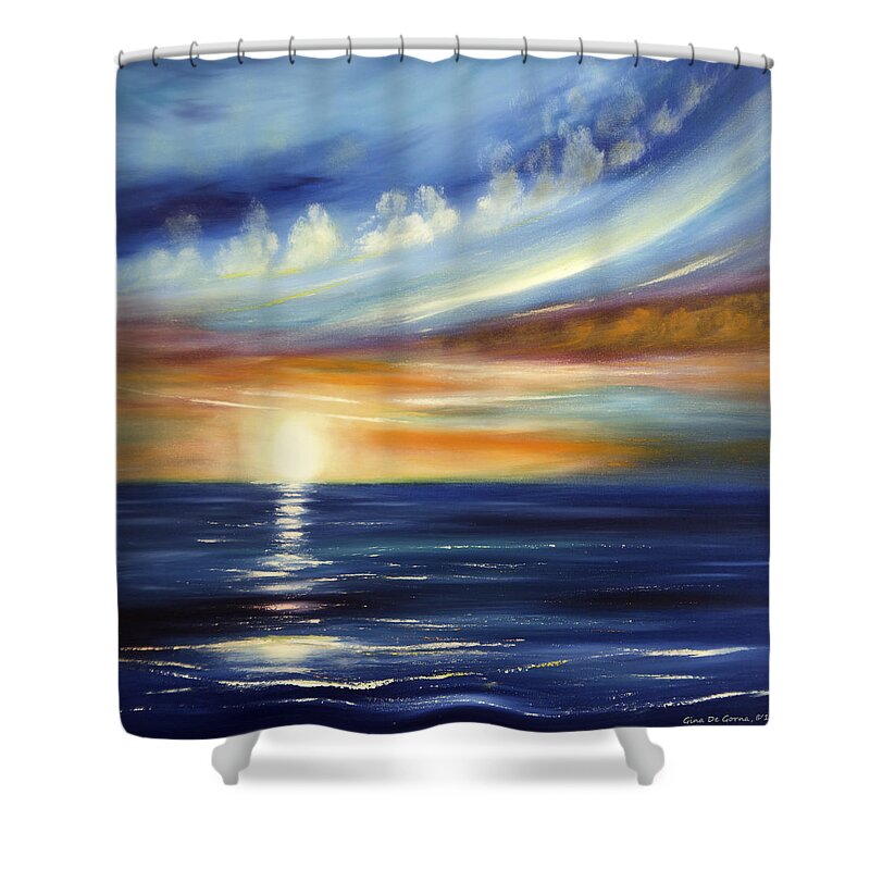 Sunset Shower Curtain featuring the painting Here It Goes 2 by Gina De Gorna