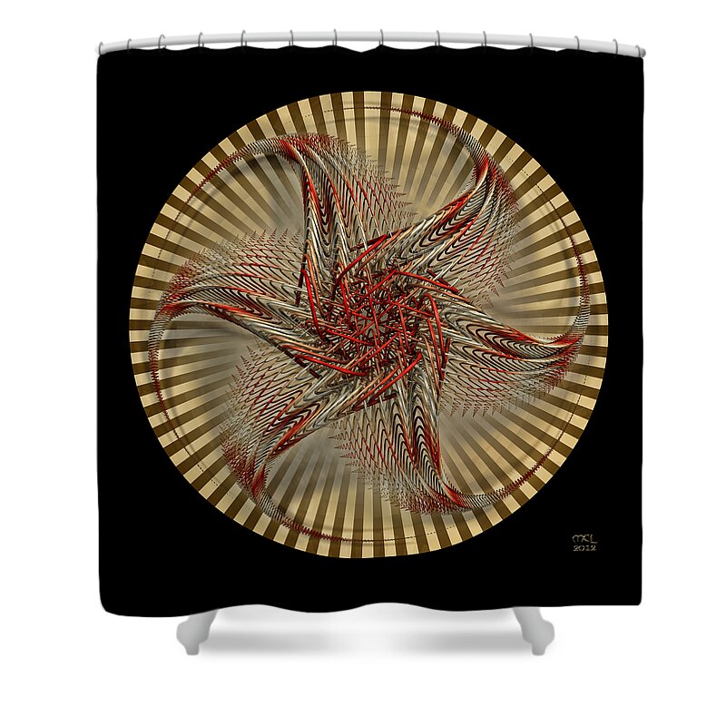 Abstract Shower Curtain featuring the digital art Hexagramma by Manny Lorenzo