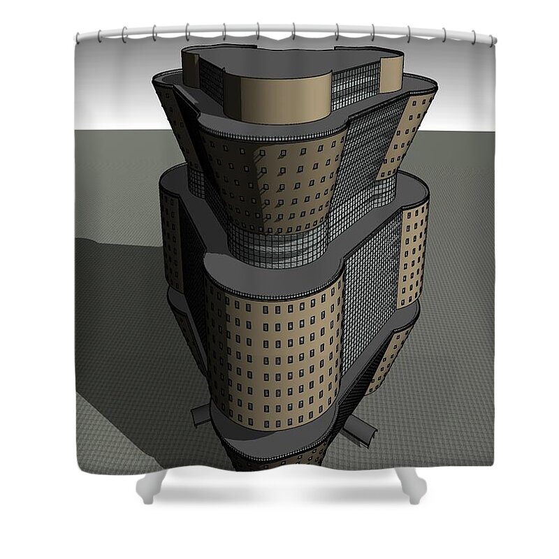 Skyscraper Shower Curtain featuring the digital art Triagonal Building 3 by Ronald Bissett