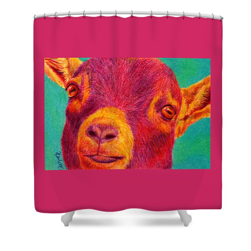 Goat Shower Curtain featuring the drawing Hey Kid by Ann Ranlett