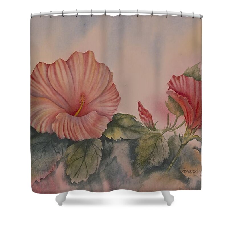 Hibiscus Shower Curtain featuring the painting Hibiscus by Heather Gallup