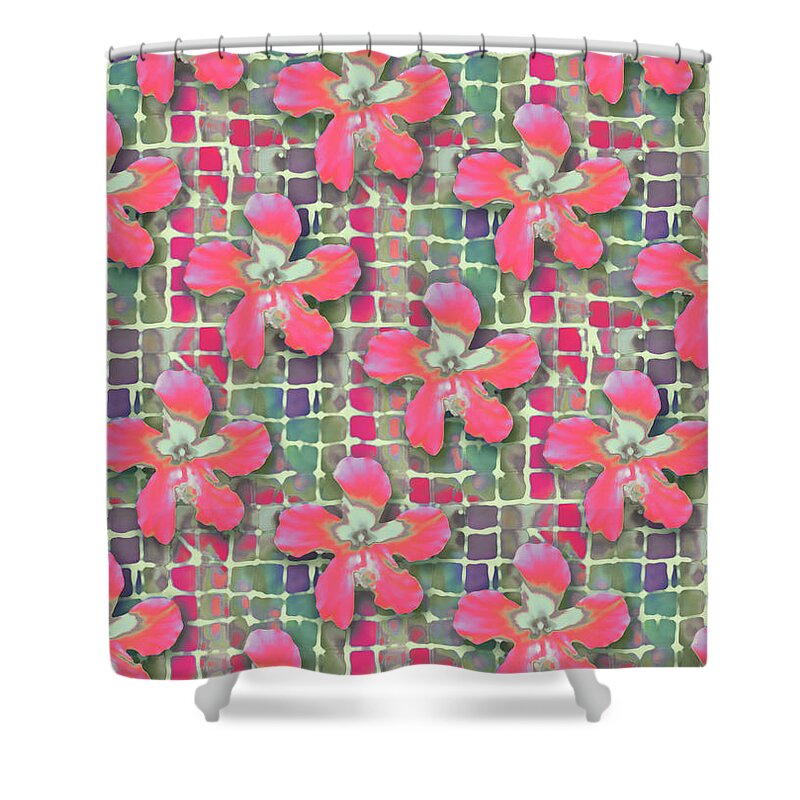 Hibiscus Shower Curtain featuring the painting Hibiscus Pink Water by Deborah Runham