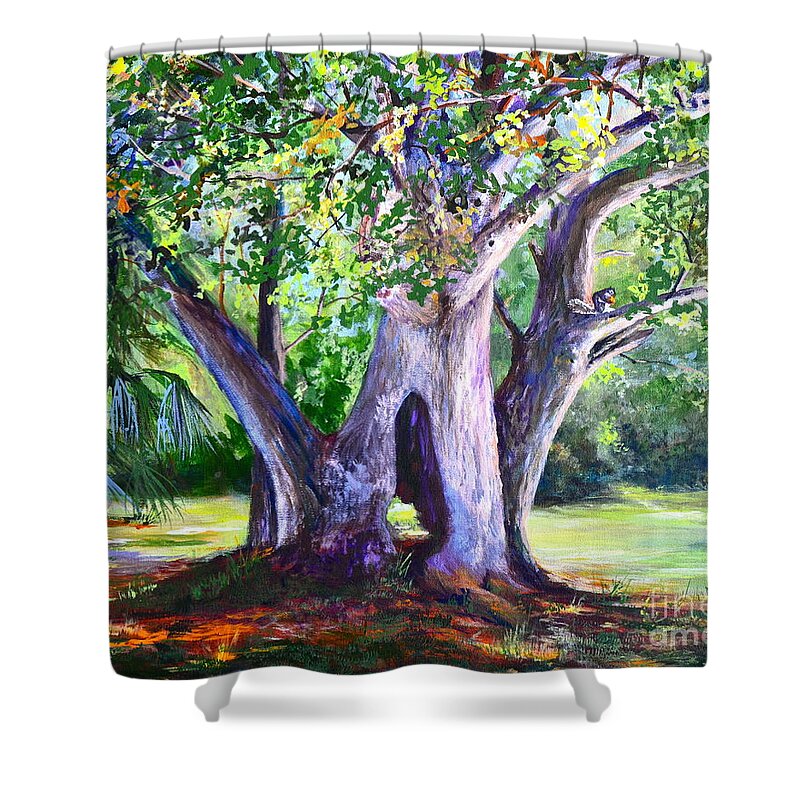 Shade Shower Curtain featuring the painting Hickory Hole by AnnaJo Vahle