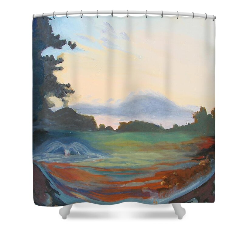 Landscape Shower Curtain featuring the painting Hidden Landscape by Carol Oufnac Mahan