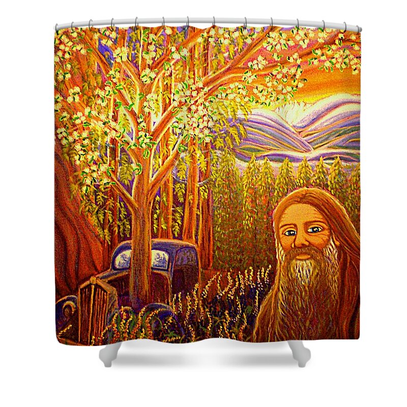  Painting Shower Curtain featuring the painting Hidden Mountain Man by Hidden Mountain