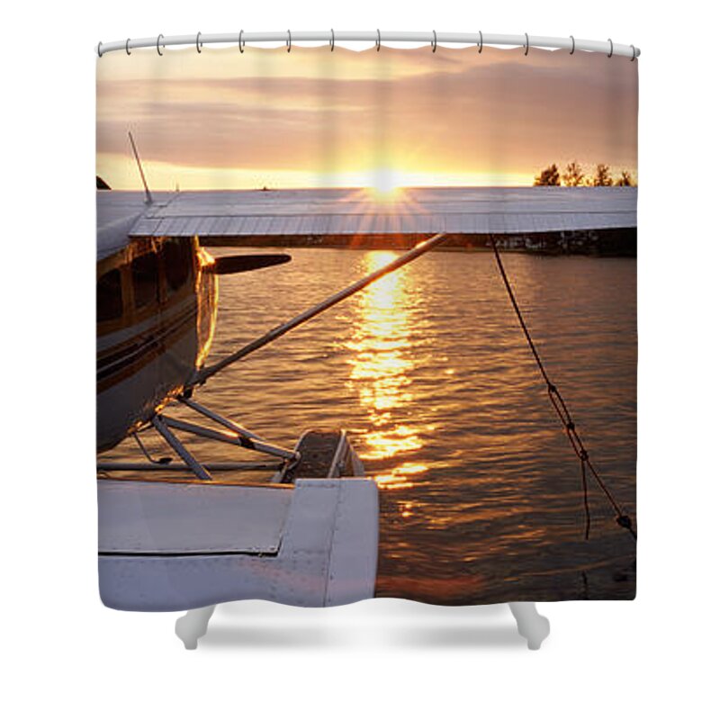 Photography Shower Curtain featuring the photograph High Angle View Of A Sea Plane, Lake by Panoramic Images