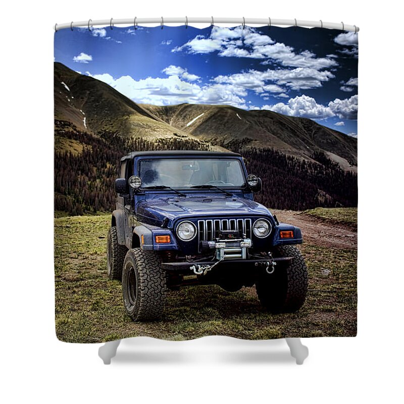 Jeep Shower Curtain featuring the photograph High Country Adventure by Ellen Heaverlo