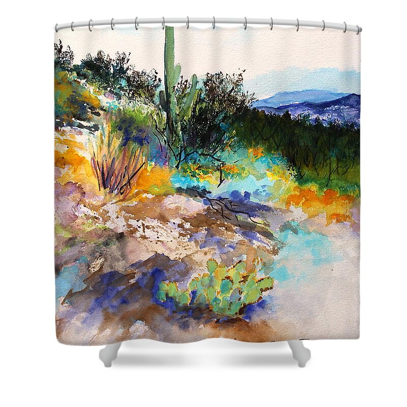 Desert Shower Curtain featuring the painting High Desert Scene 2 by M Diane Bonaparte