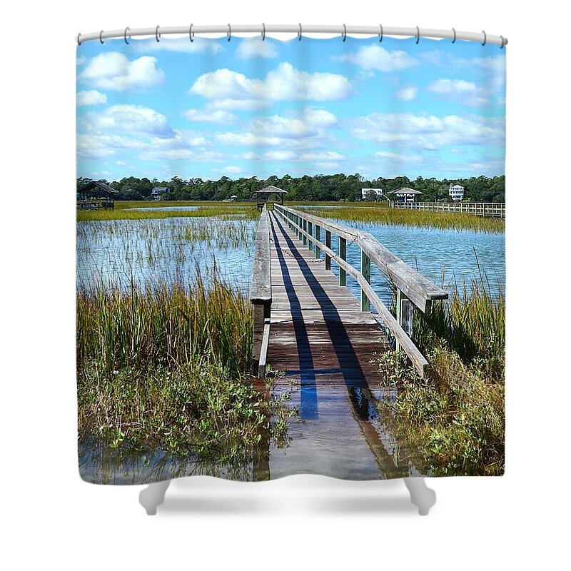 Scenic Shower Curtain featuring the photograph High Tide At Pawleys Island by Kathy Baccari