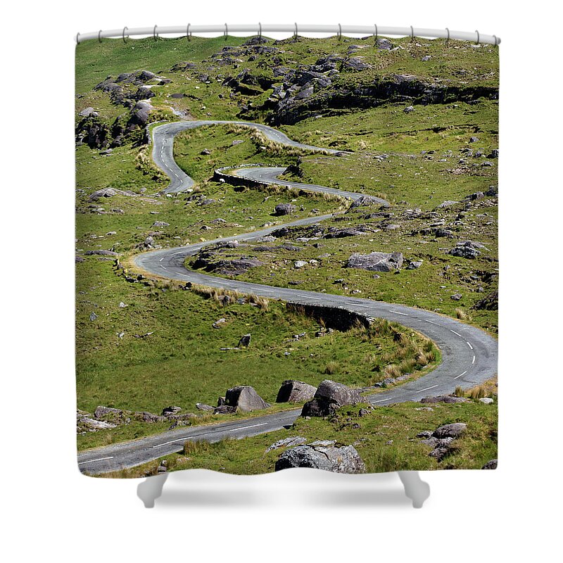 Grass Shower Curtain featuring the photograph Highway In The Mountains by Mammuth