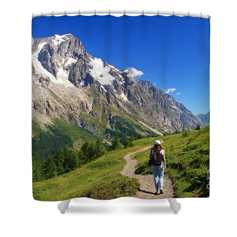 Adventure Shower Curtain featuring the photograph hiking in Ferret Valley by Antonio Scarpi