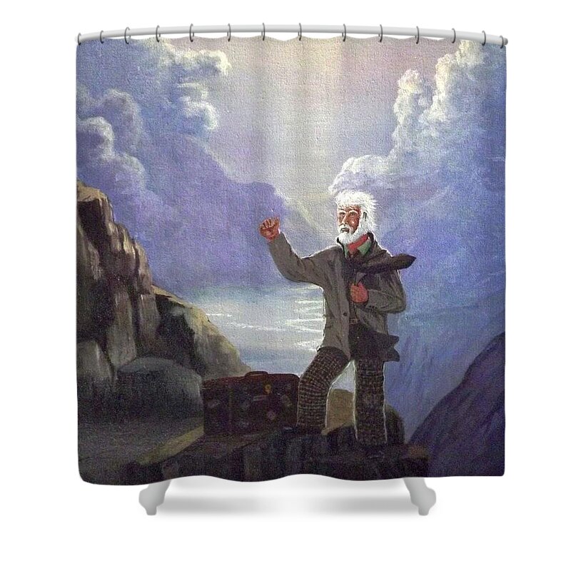 Inspirational Shower Curtain featuring the painting Hitchhiker by Richard Faulkner