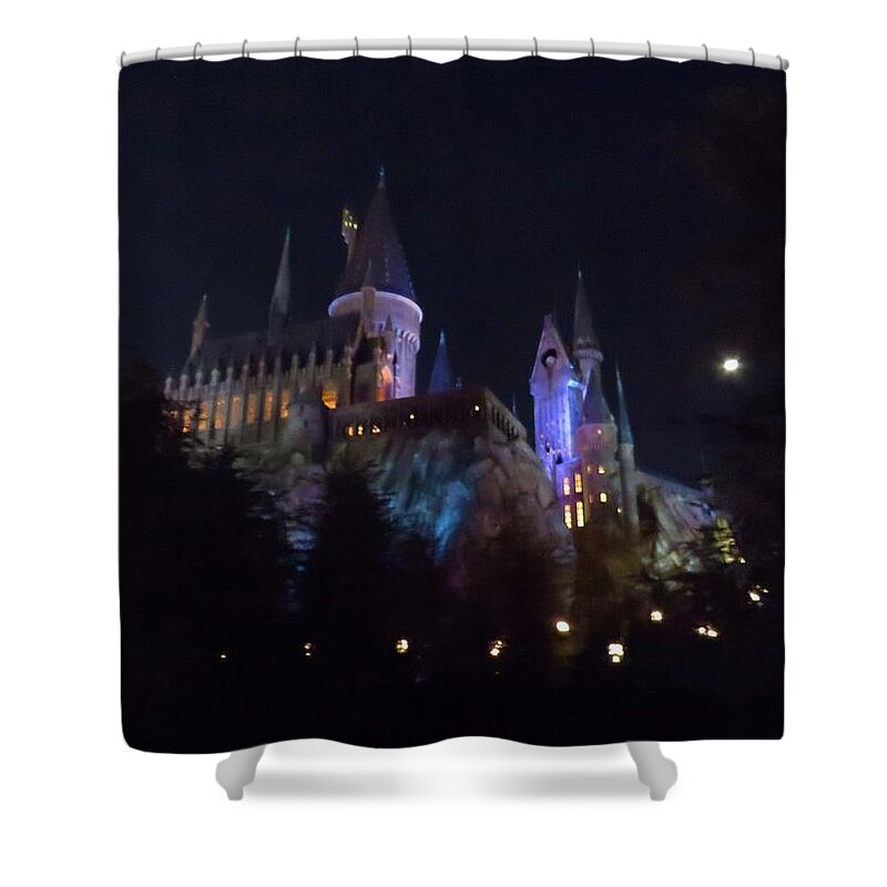 Kathy Long Shower Curtain featuring the photograph Hogwarts Castle in Lights by Kathy Long