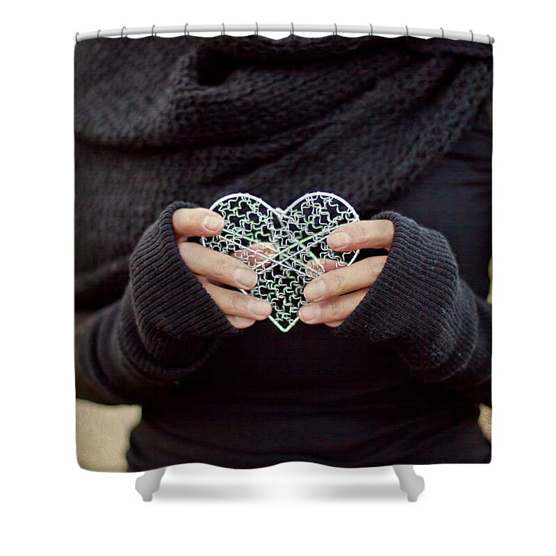 Charm Shower Curtain featuring the photograph Hold On To Your Heart by Evelina Kremsdorf