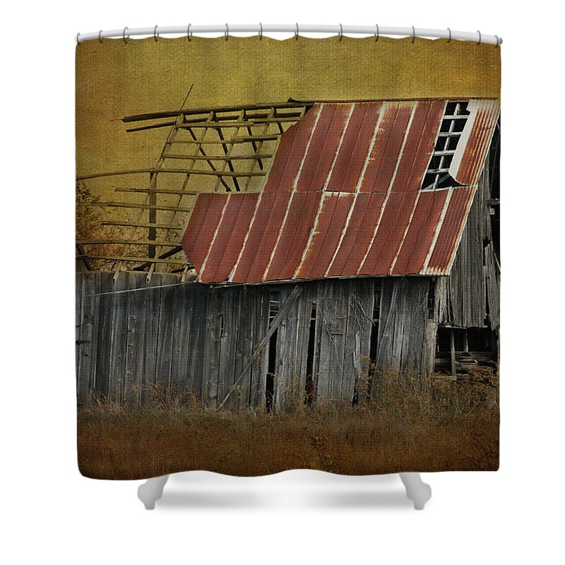 Barn Shower Curtain featuring the photograph Holdin' On by Jeff Mize