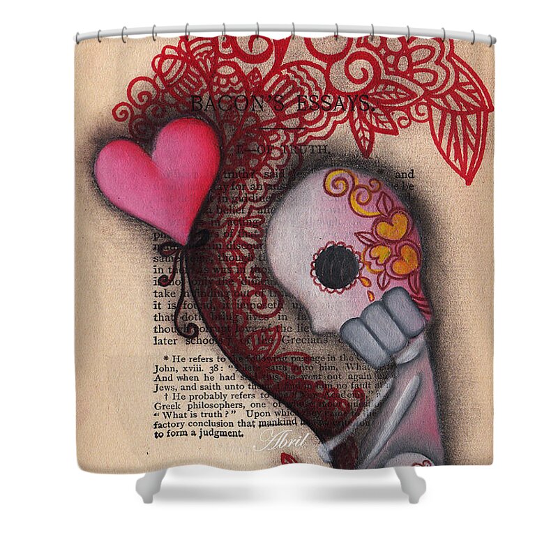 Day Of The Dead Shower Curtain featuring the painting Holding On by Abril Andrade