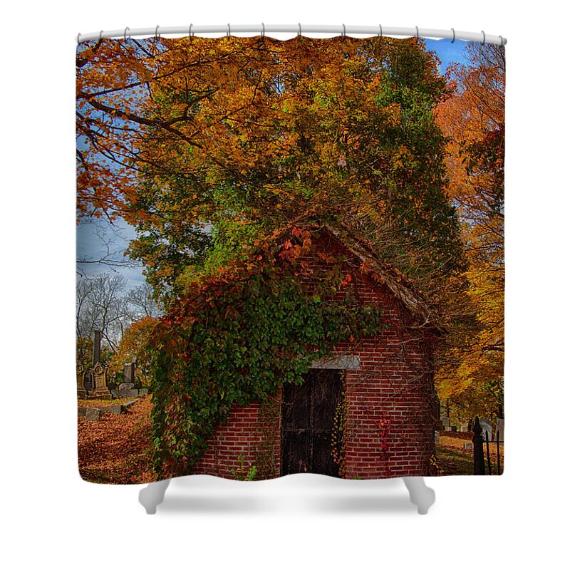 autumn Foliage New England Shower Curtain featuring the photograph Holding up the fall colors by Jeff Folger