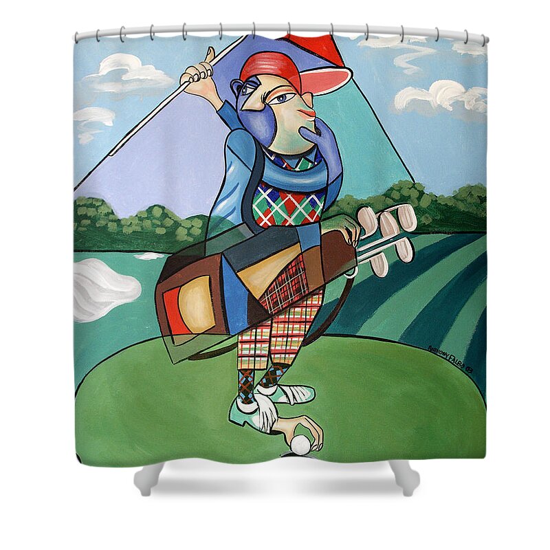 Hole In One Shower Curtain featuring the painting Hole In One by Anthony Falbo